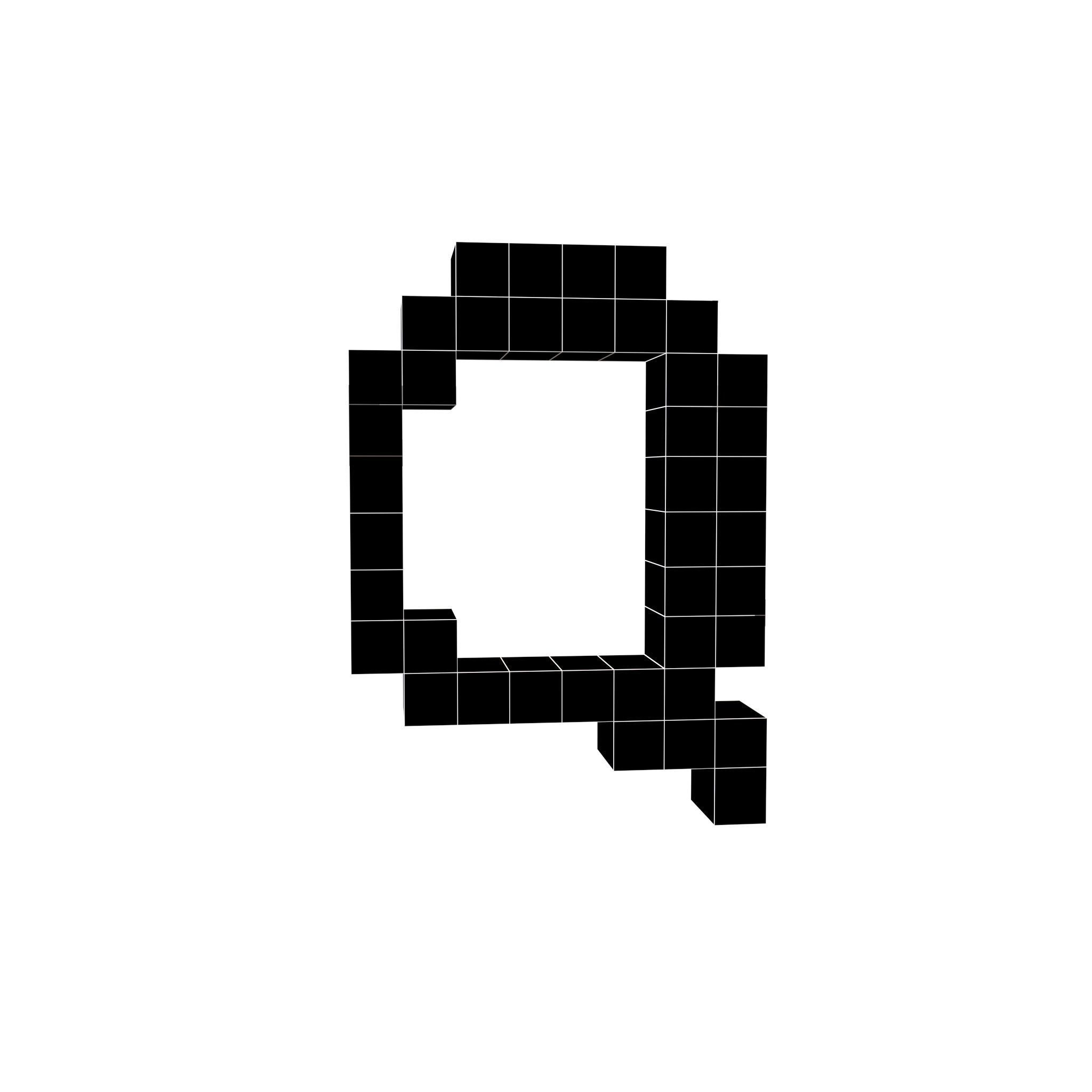 Pixel Font Q v1 001 Low-poly 3D model_4
