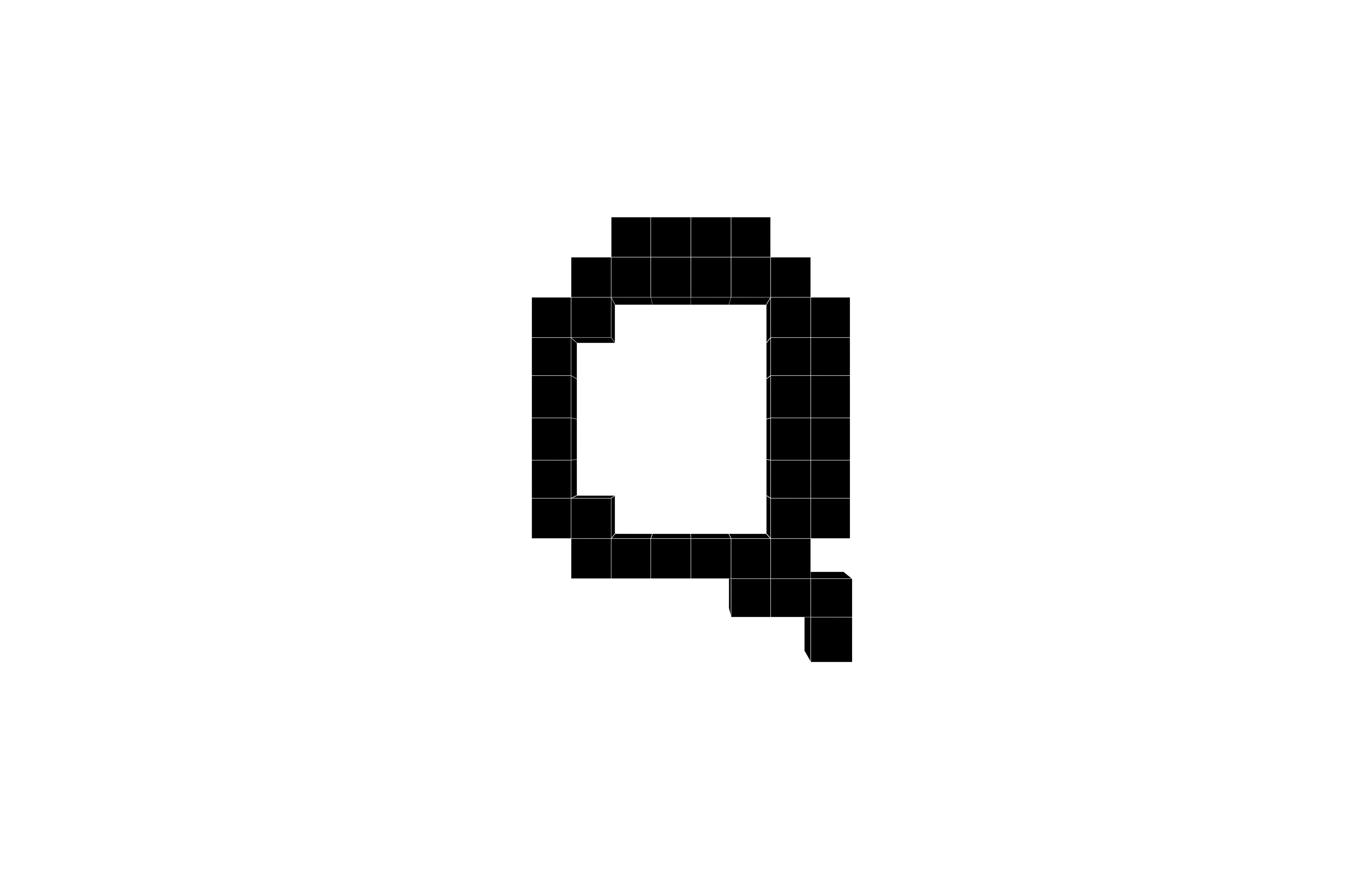 Pixel Font Q v1 001 Low-poly 3D model_5