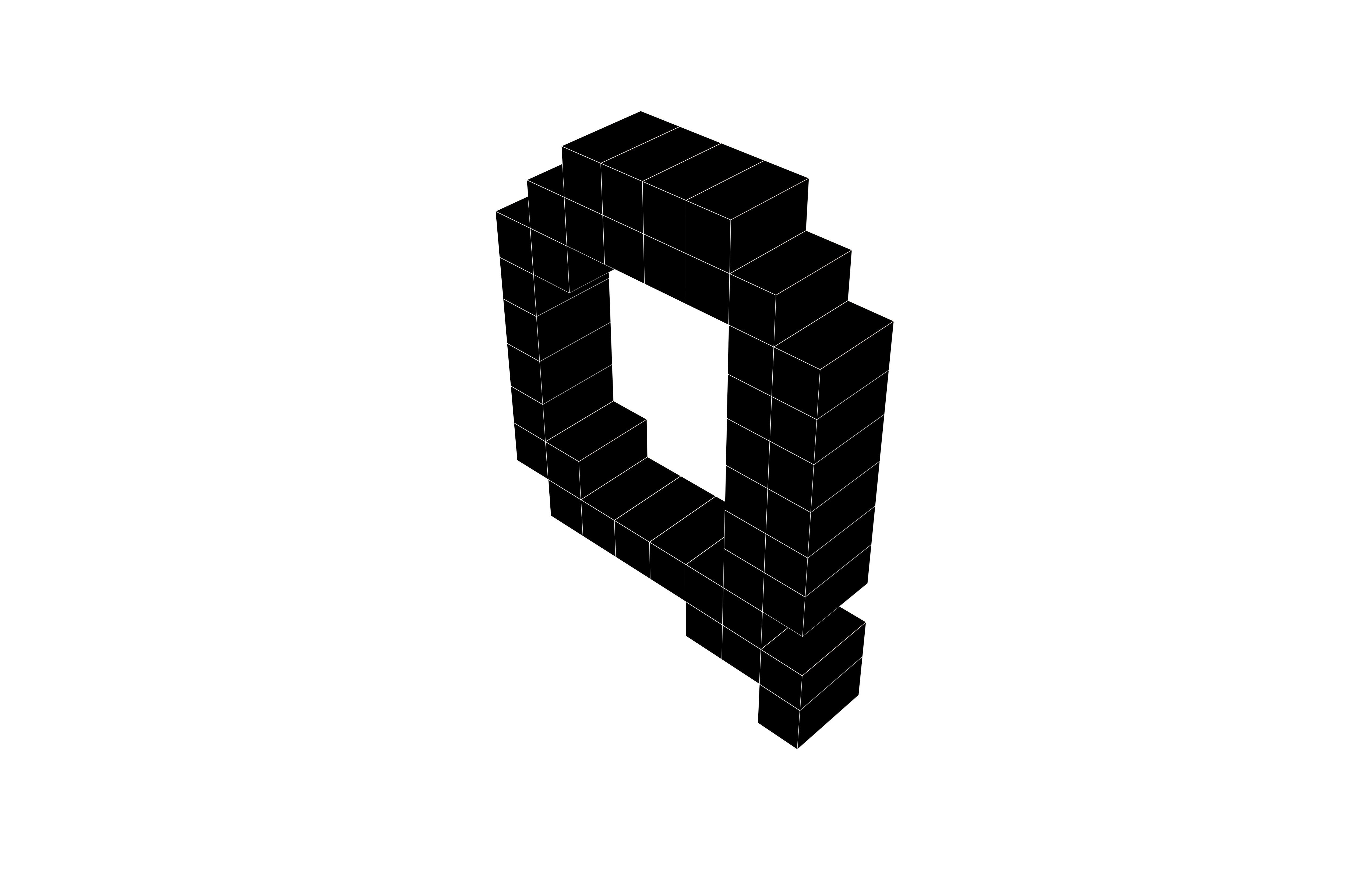 Pixel Font Q v1 001 Low-poly 3D model_6