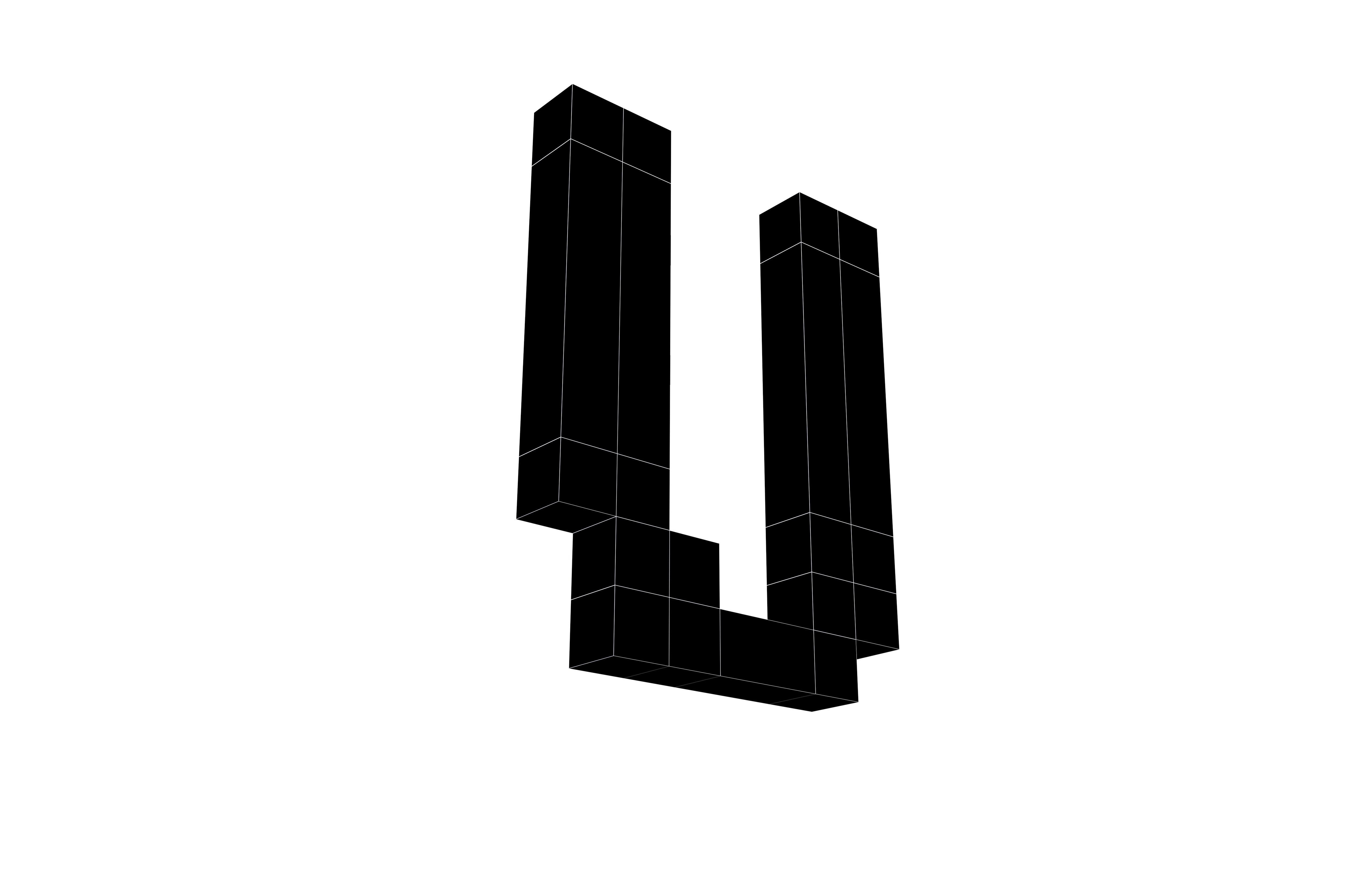 Pixel Font U v1 001 Low-poly 3D model_7