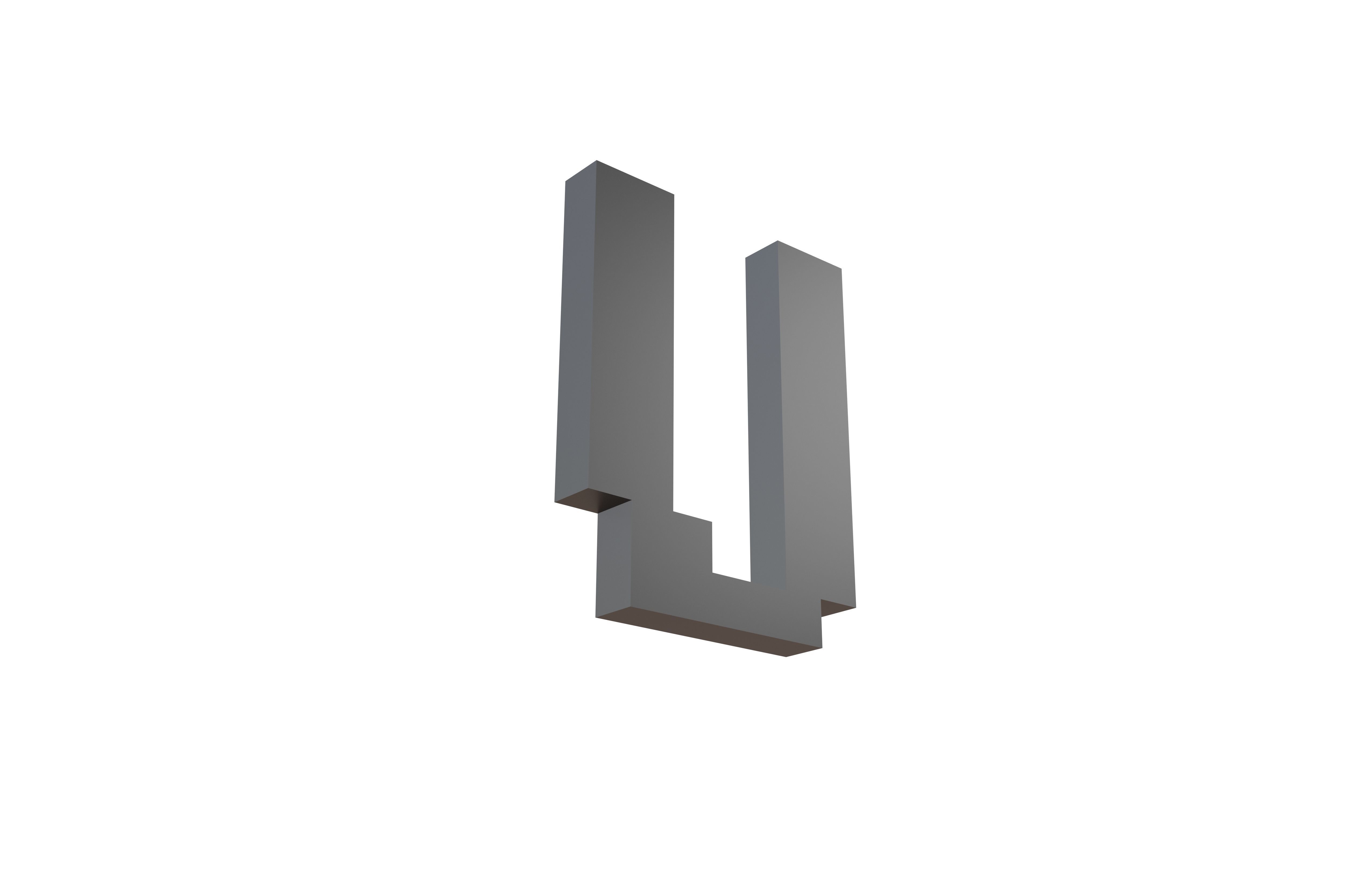 Pixel Font U v1 001 Low-poly 3D model_1