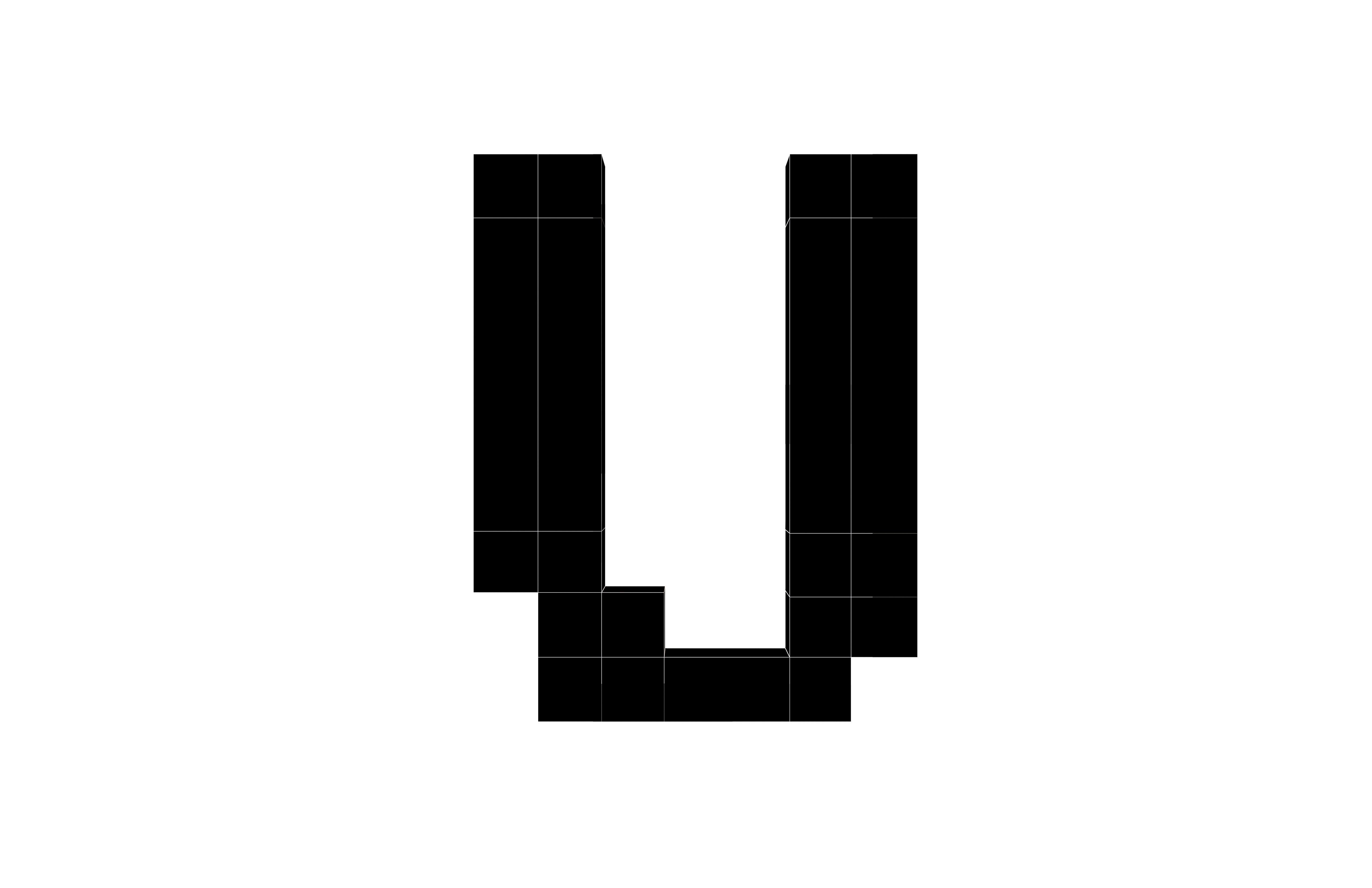 Pixel Font U v1 001 Low-poly 3D model_6