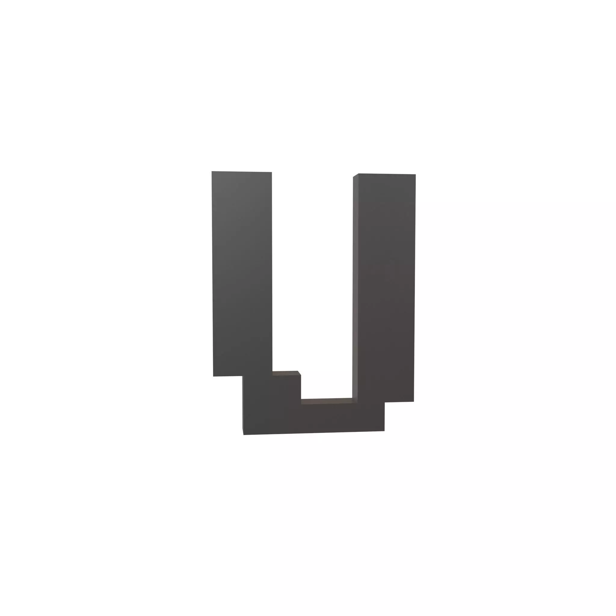 Pixel Font U v1 001 Low-poly 3D model_0