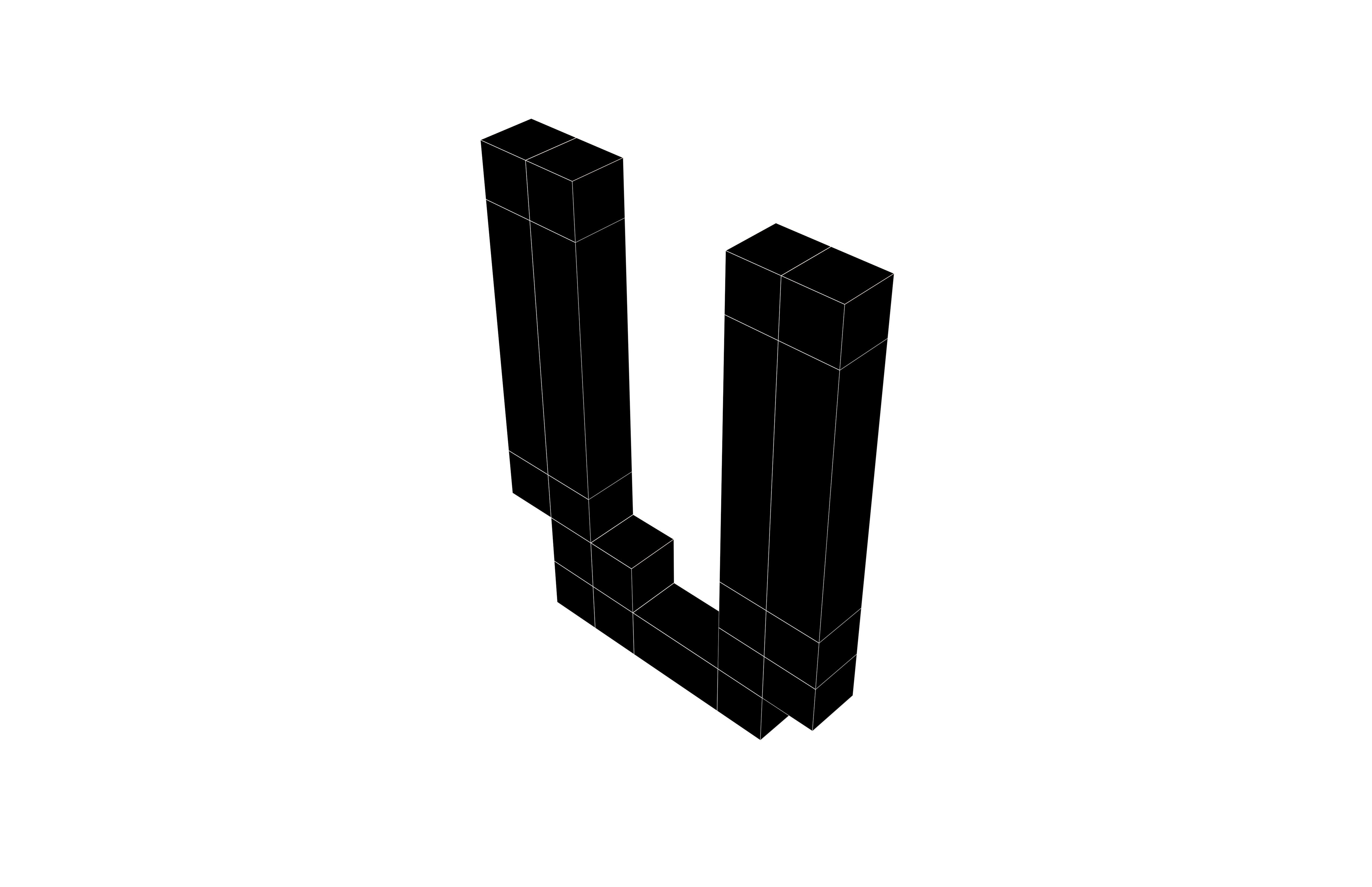 Pixel Font U v1 001 Low-poly 3D model_4