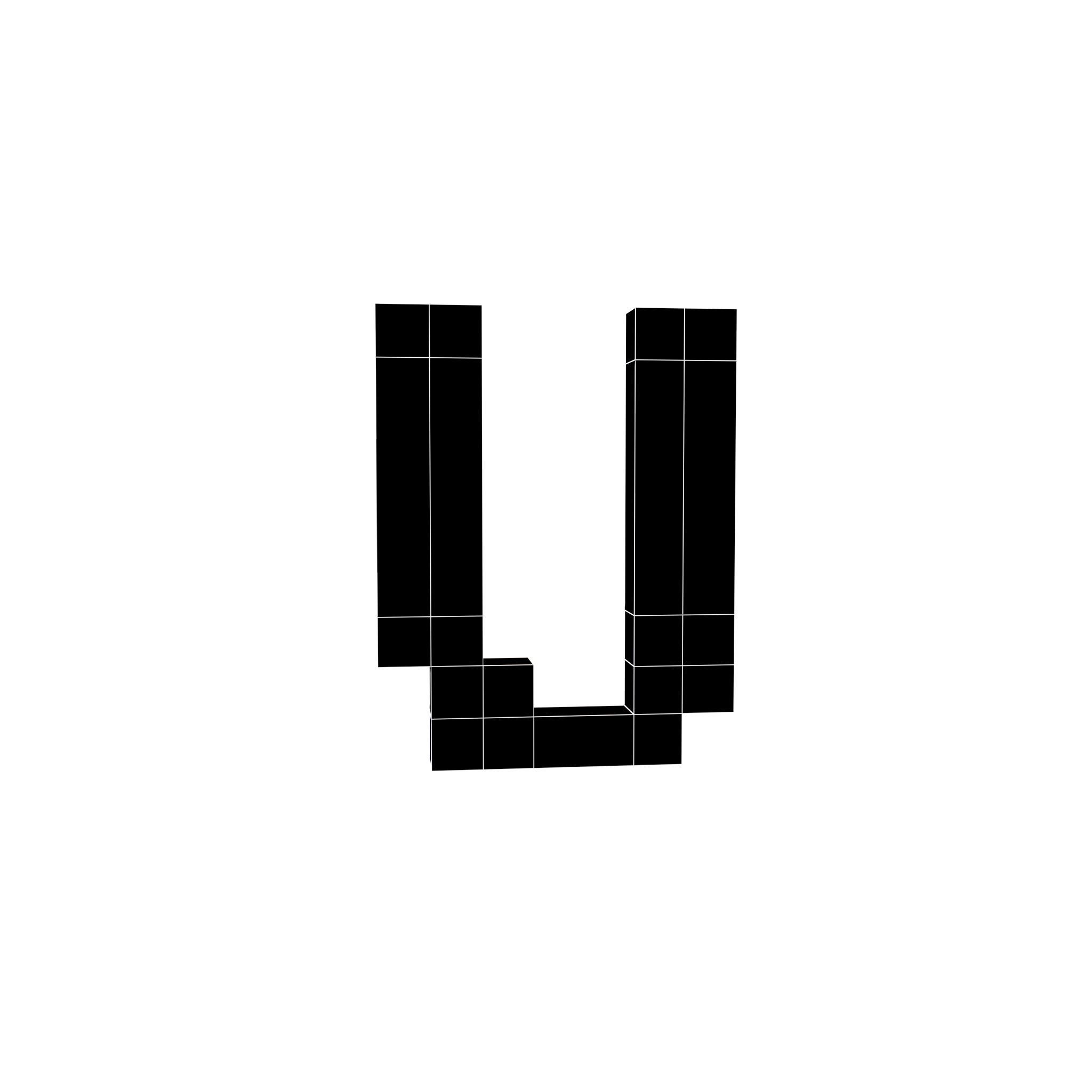 Pixel Font U v1 001 Low-poly 3D model_5