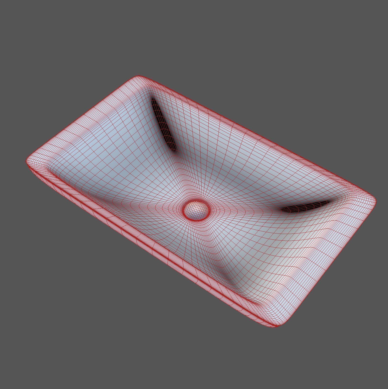 Porcellain Sink Rectangular 3D model_4