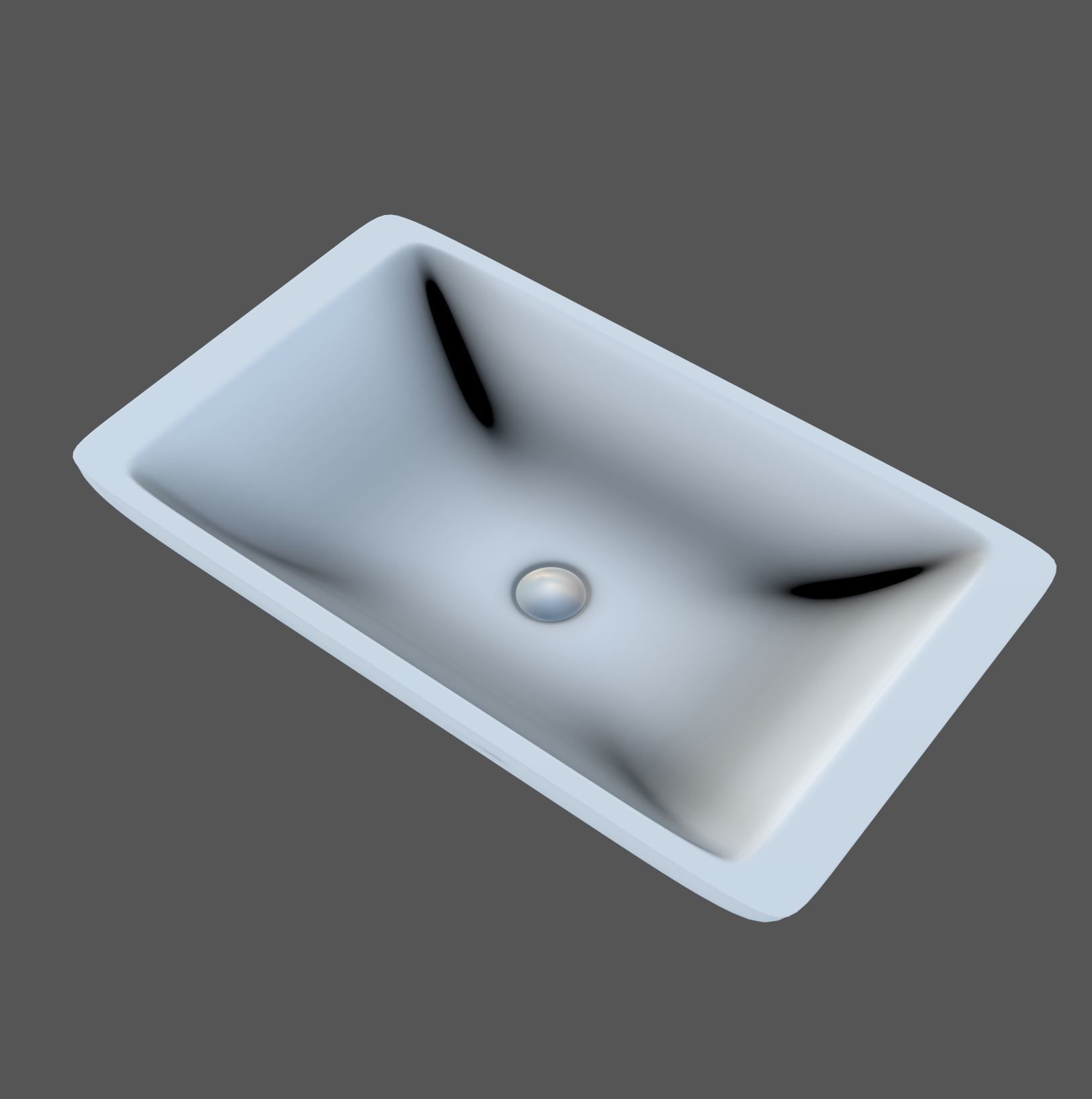 Porcellain Sink Rectangular 3D model_3