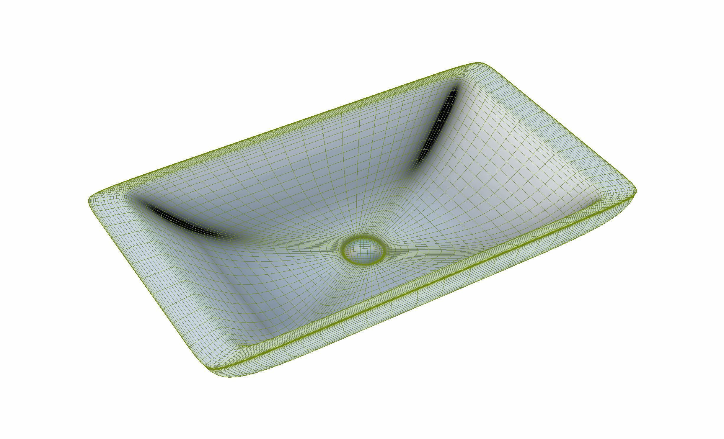 Porcellain Sink Rectangular 3D model_1