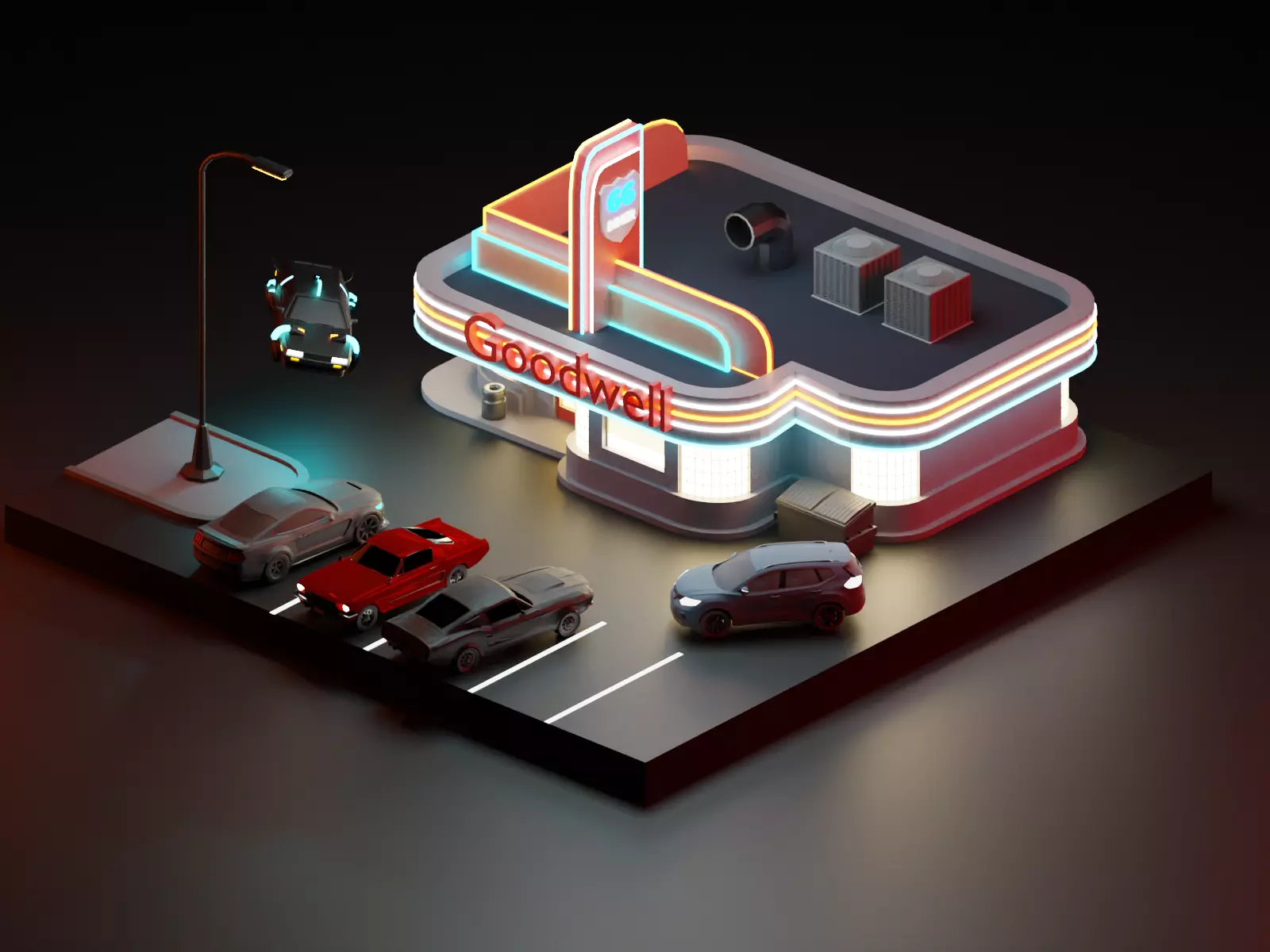 66s ROAD BLENDER ISO DESIGN Low-poly 3D model_0