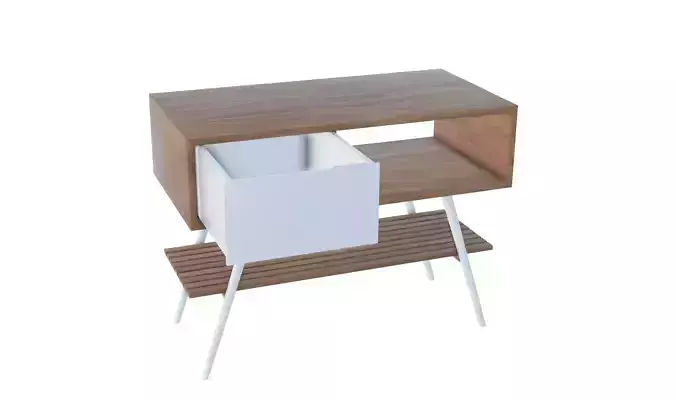 Wood Console with white Drawer