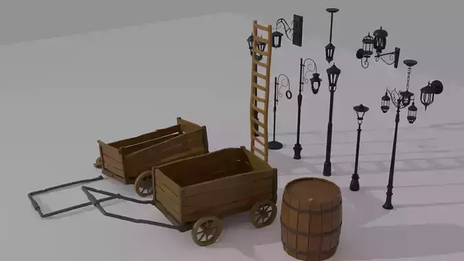 Old Street Low-poly 3D model