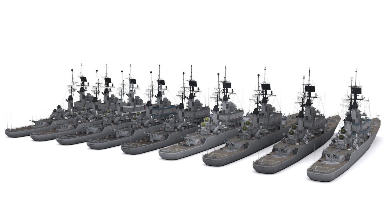 Leahy class Guided Missile Cruiser Low-poly 3D model_3