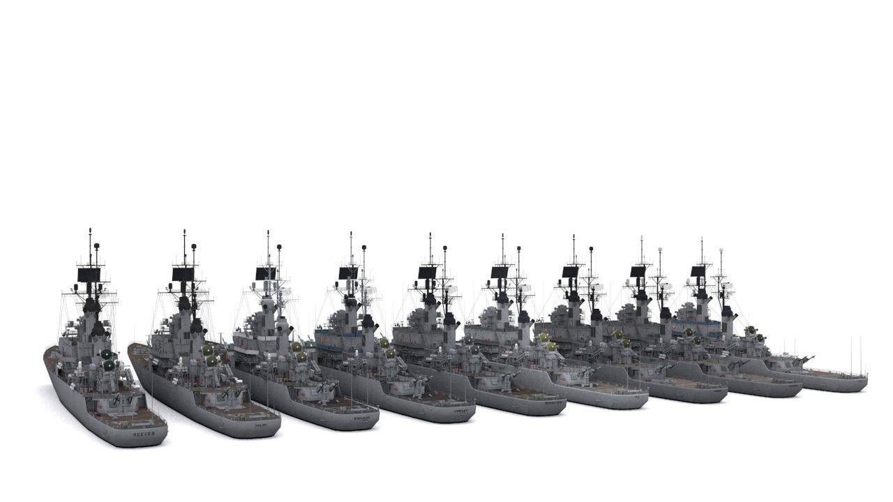 Leahy class Guided Missile Cruiser Low-poly 3D model_1