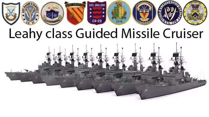 Leahy class Guided Missile Cruiser Low-poly 3D model