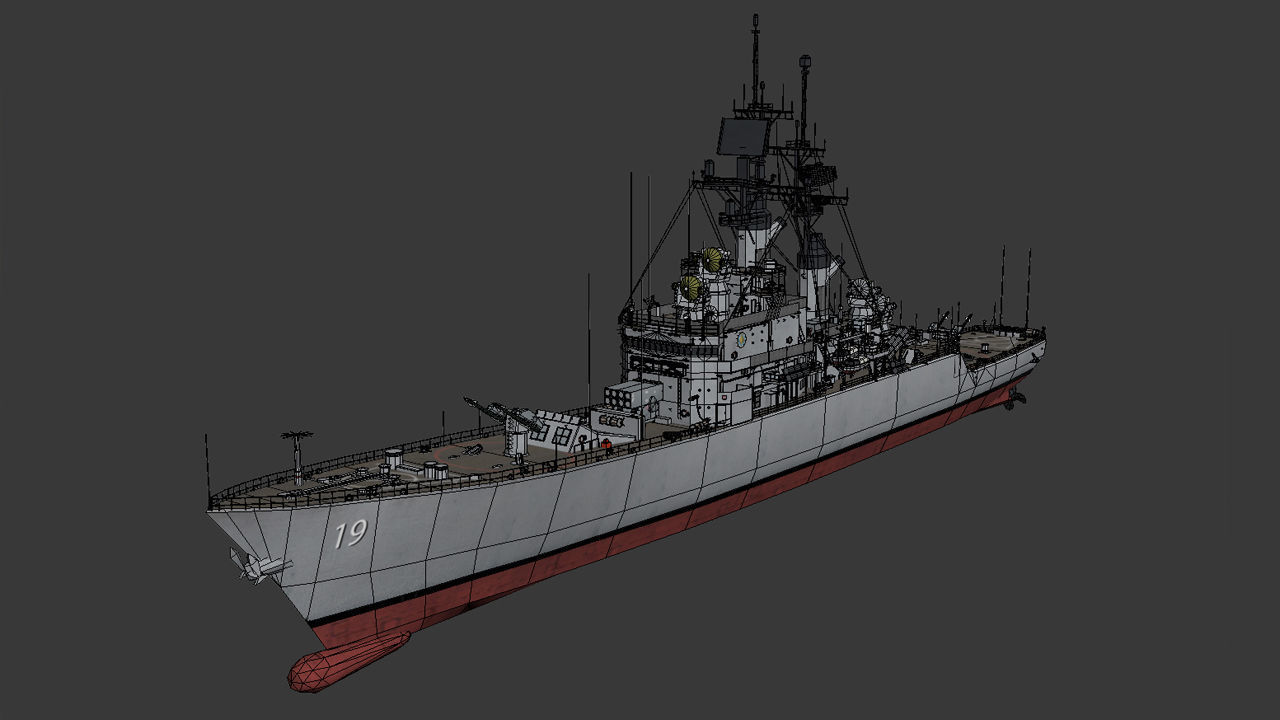Leahy class Guided Missile Cruiser Low-poly 3D model_14