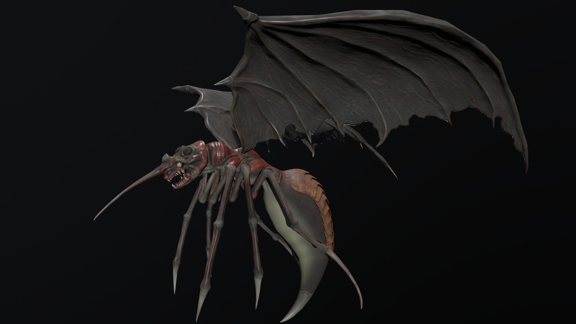 Moskit insect Low-poly 3D model_11