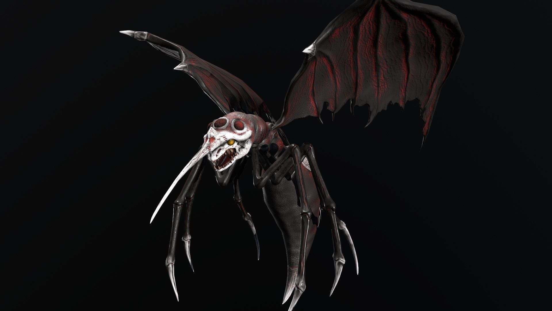 Moskit insect Low-poly 3D model_17