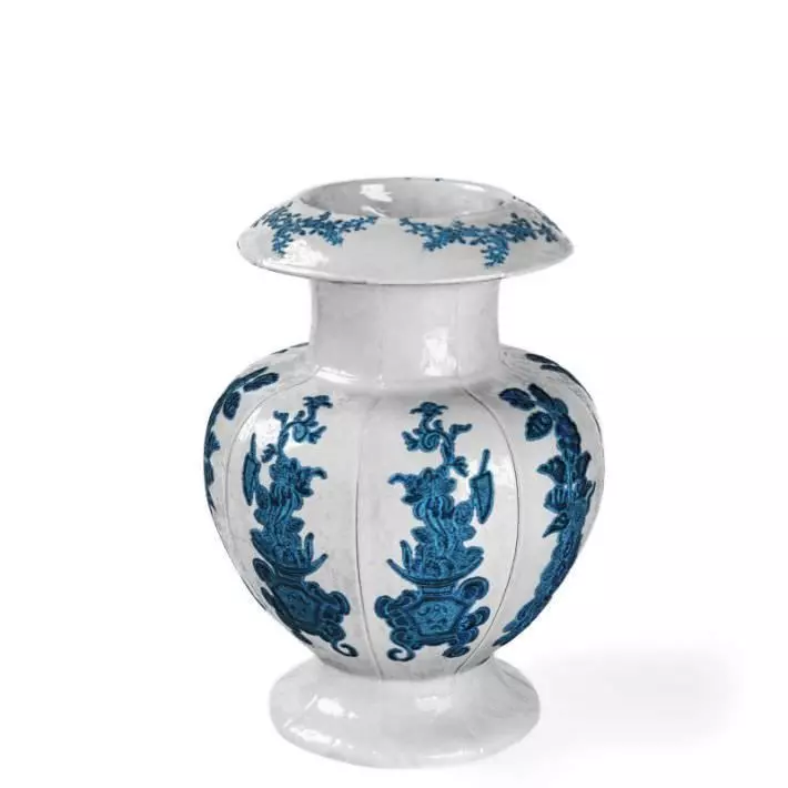 White Porcelain Vase With Blue Decorations 3D model_0