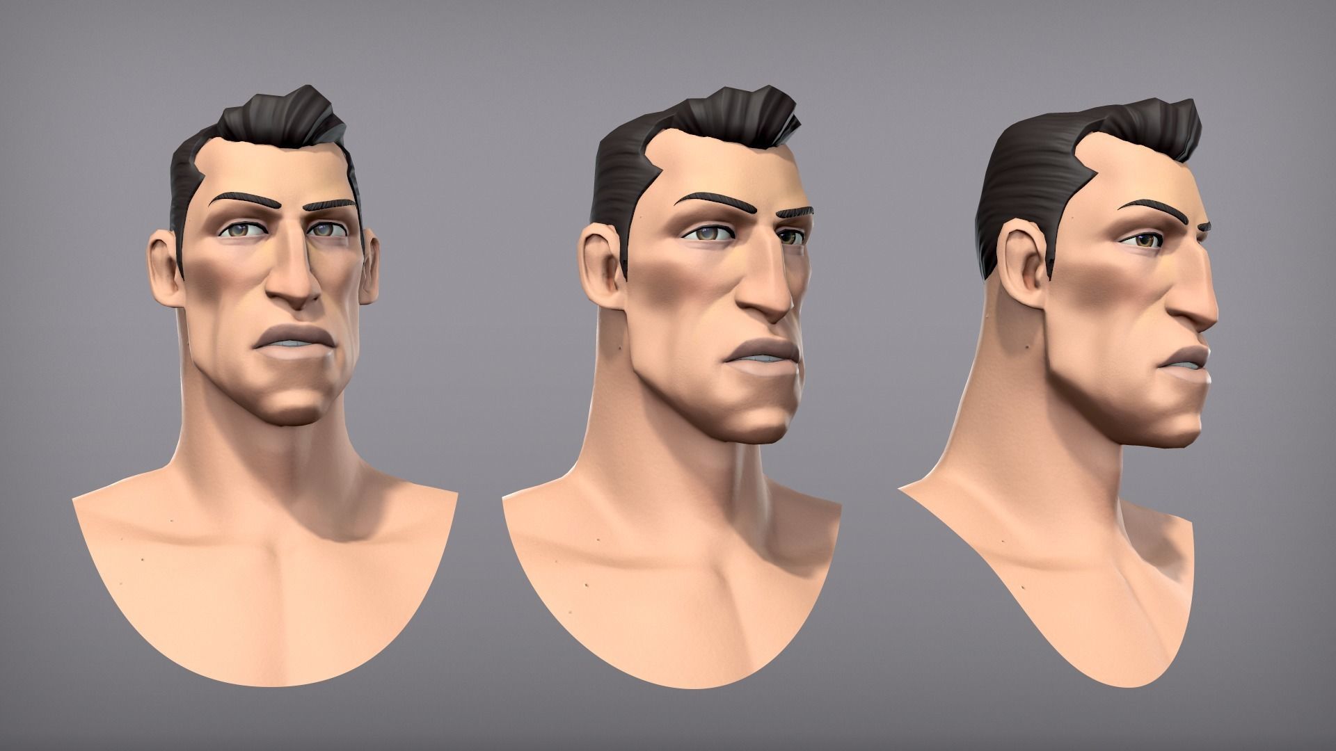Cartoon male character Kian base mesh Low-poly 3D model_7