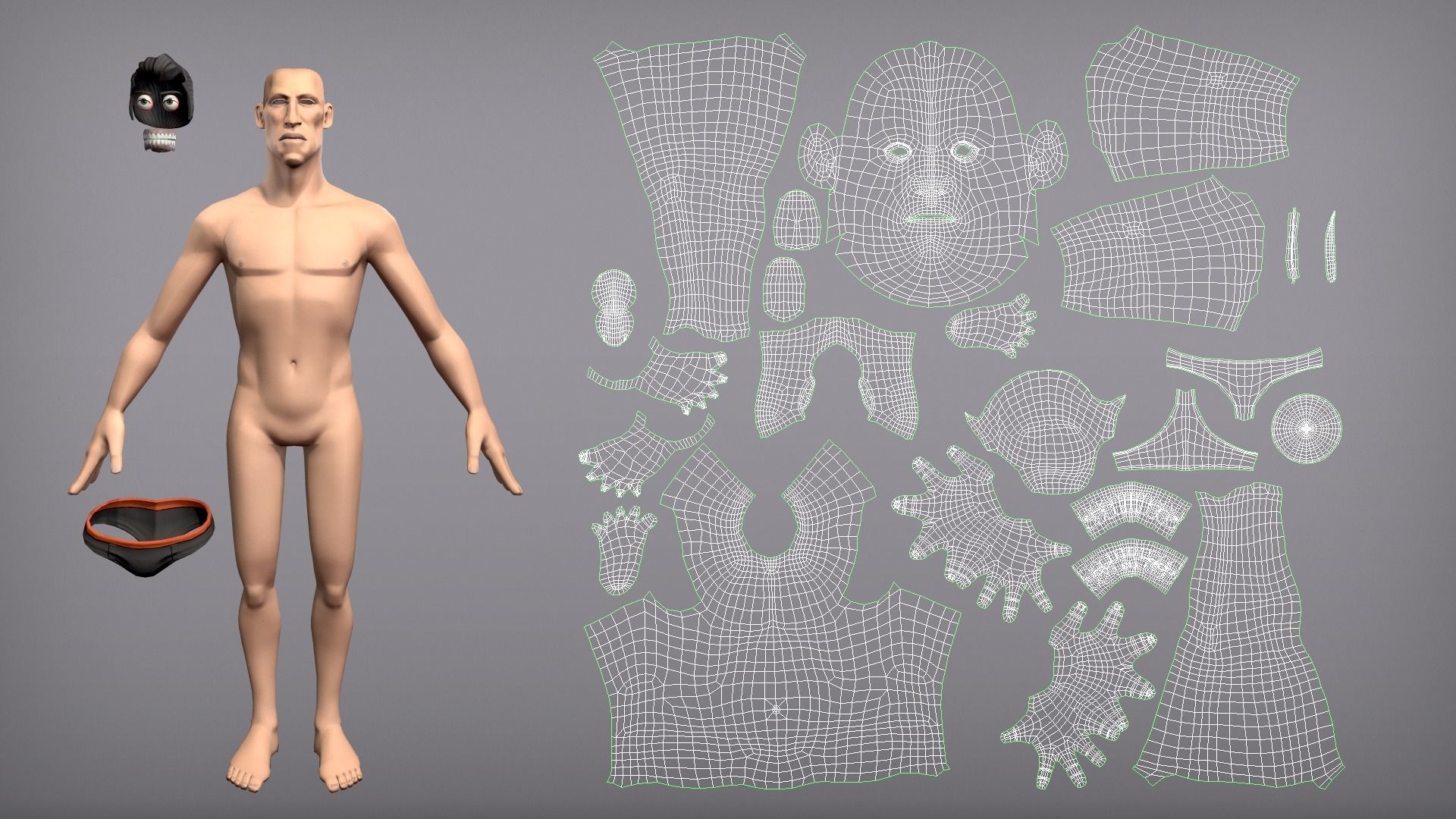 Cartoon male character Kian base mesh Low-poly 3D model_11