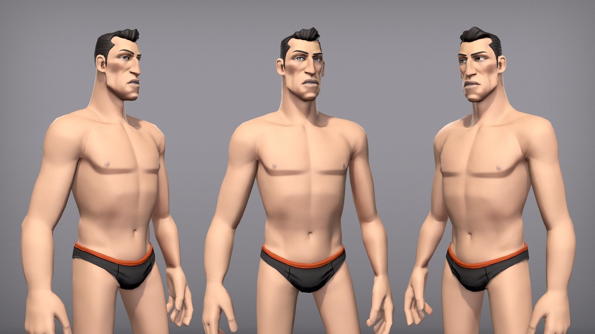Cartoon male character Kian base mesh Low-poly 3D model_2