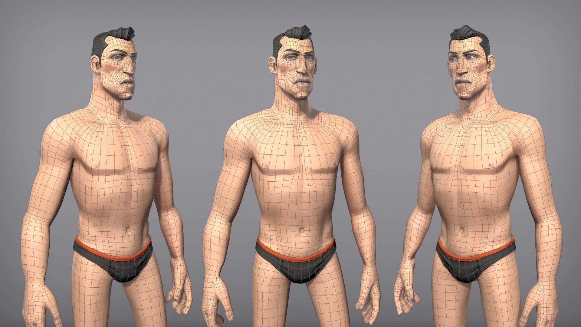 Cartoon male character Kian base mesh Low-poly 3D model_5
