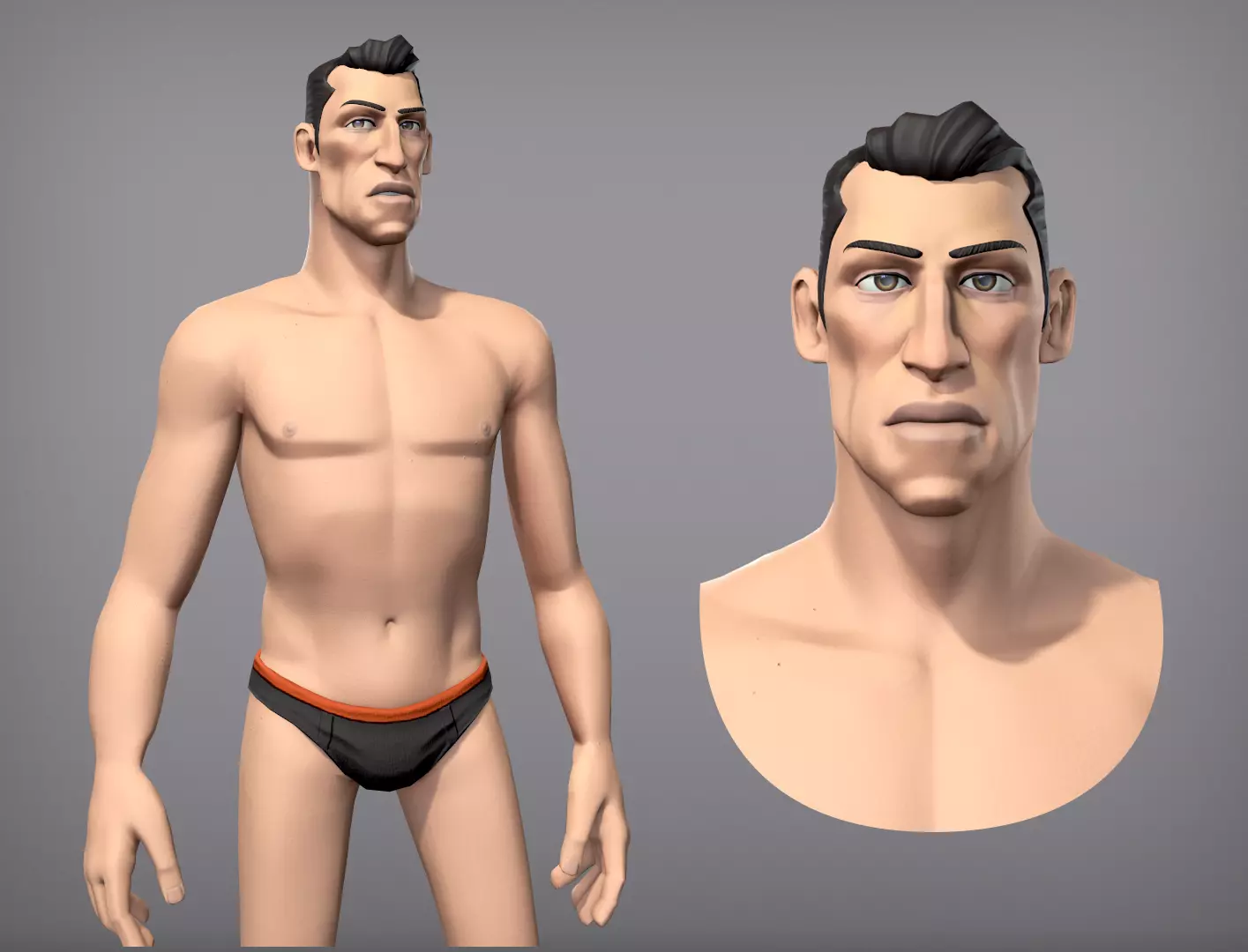 Cartoon male character Kian base mesh Low-poly 3D model_0