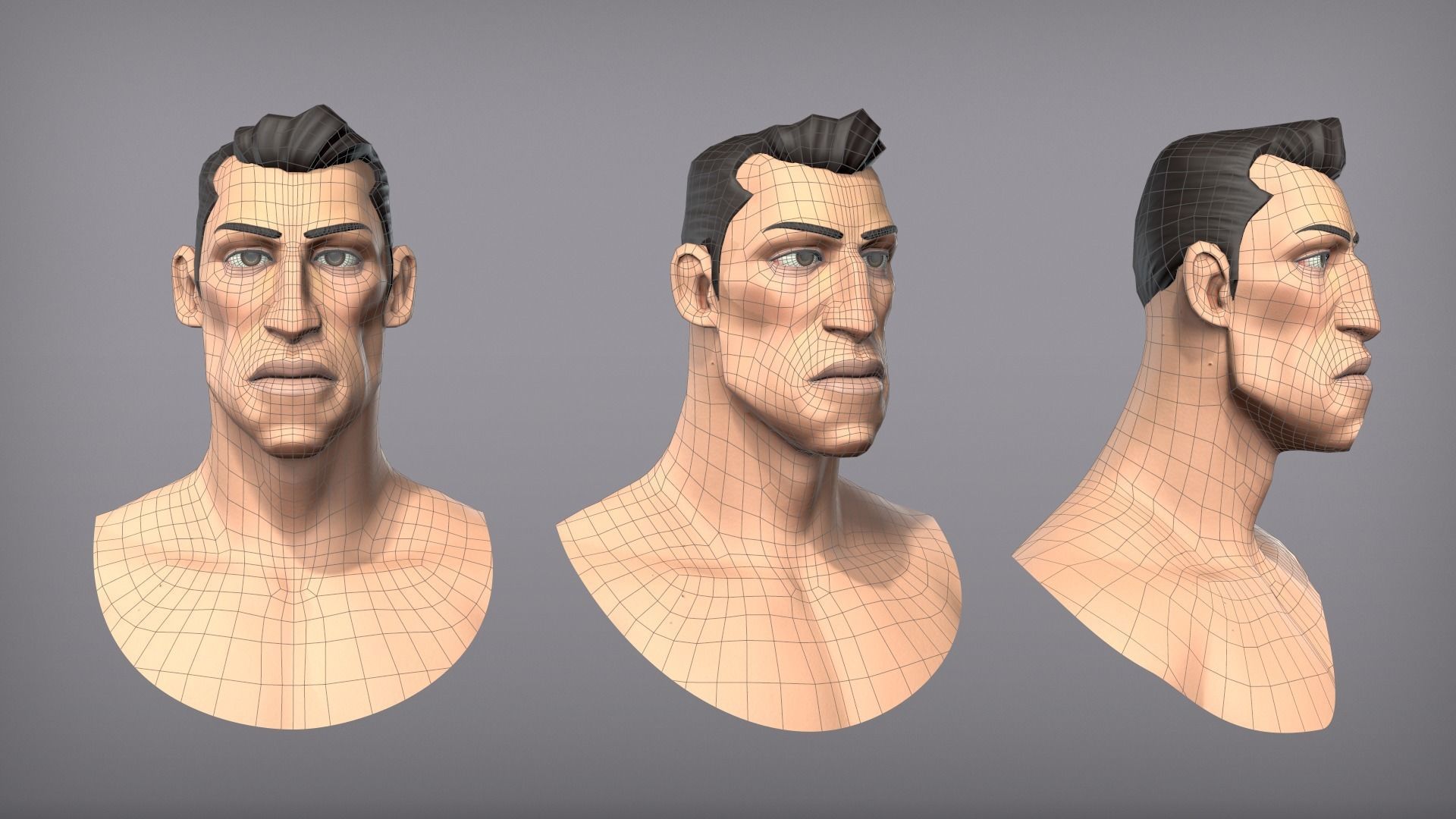 Cartoon male character Kian base mesh Low-poly 3D model_9