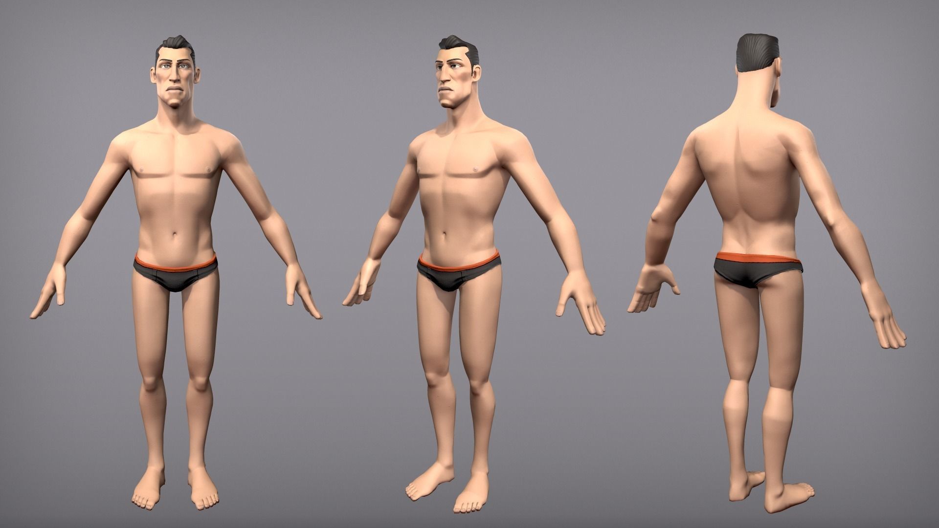 Cartoon male character Kian base mesh Low-poly 3D model_6