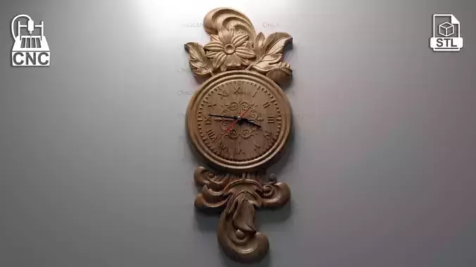 Wall Clock 2- 3D STL file for CNC 