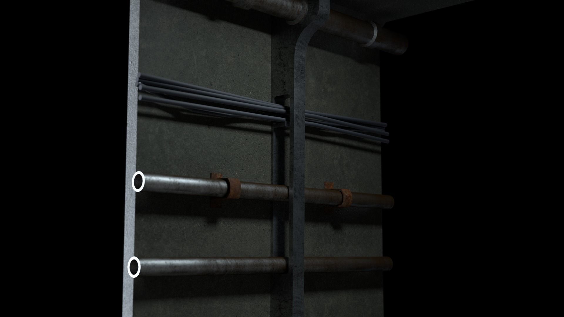 Sci-Fi Train Metro Railway Tunnel  Low-poly 3D model_9