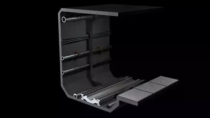 Sci-Fi Train Metro Railway Tunnel  Low-poly 3D model