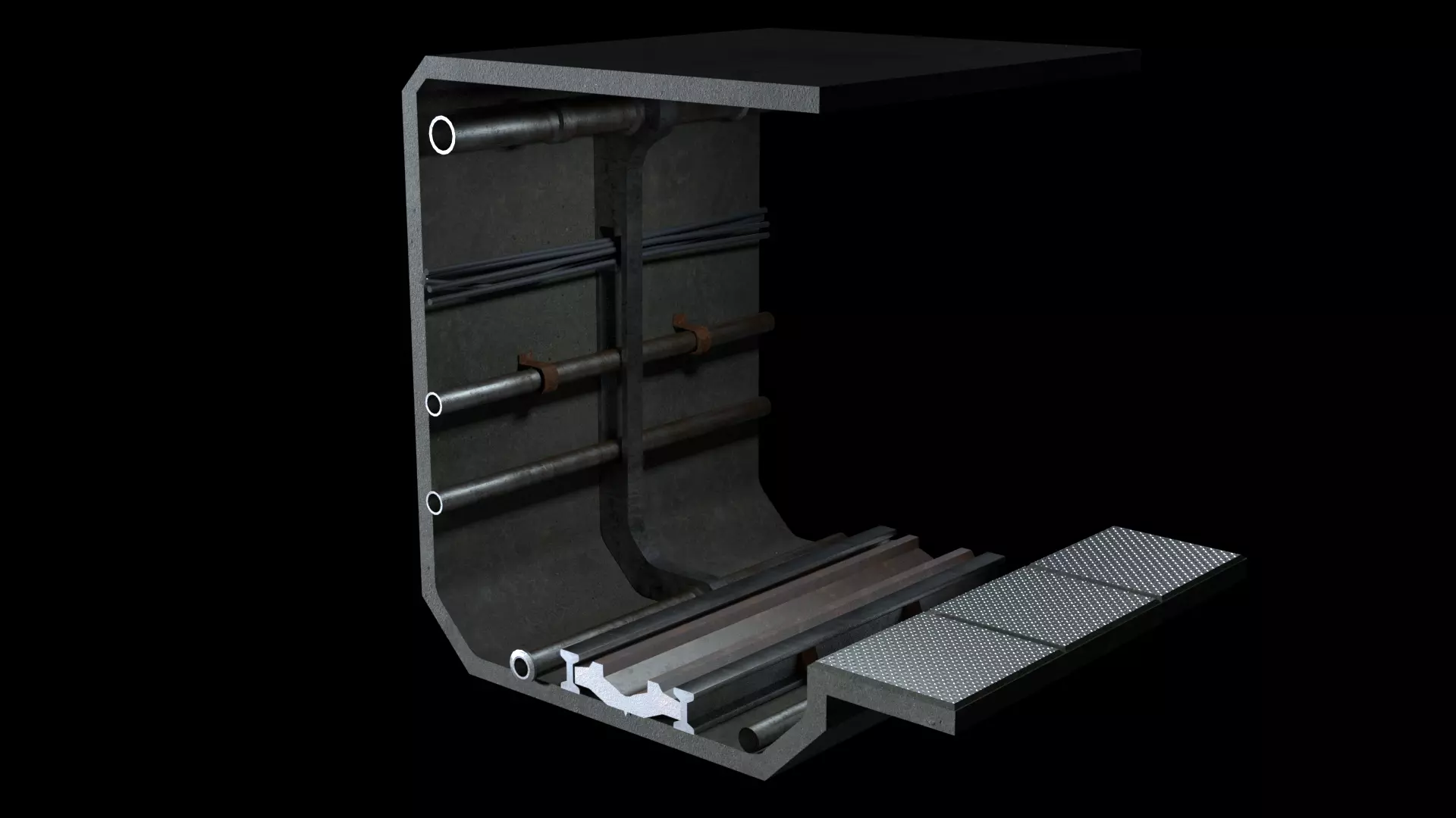 Sci-Fi Train Metro Railway Tunnel  Low-poly 3D model_0