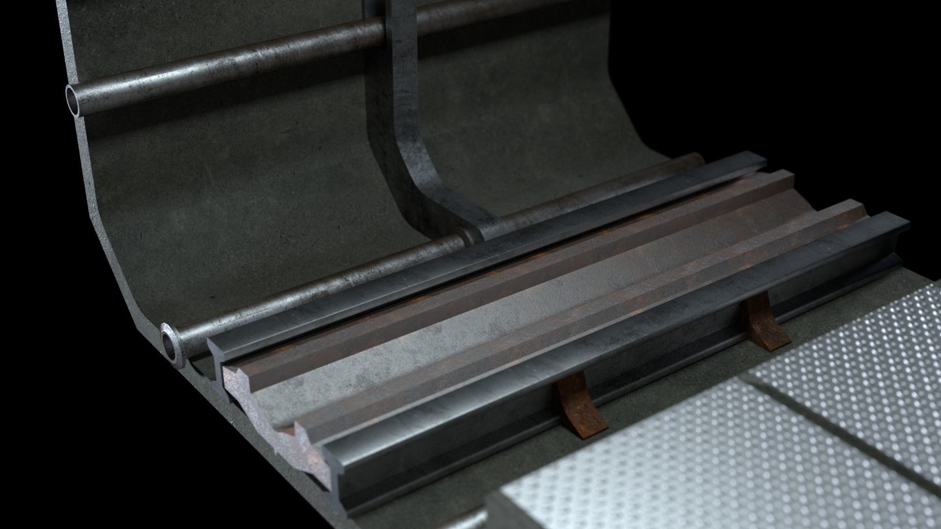 Sci-Fi Train Metro Railway Tunnel  Low-poly 3D model_2