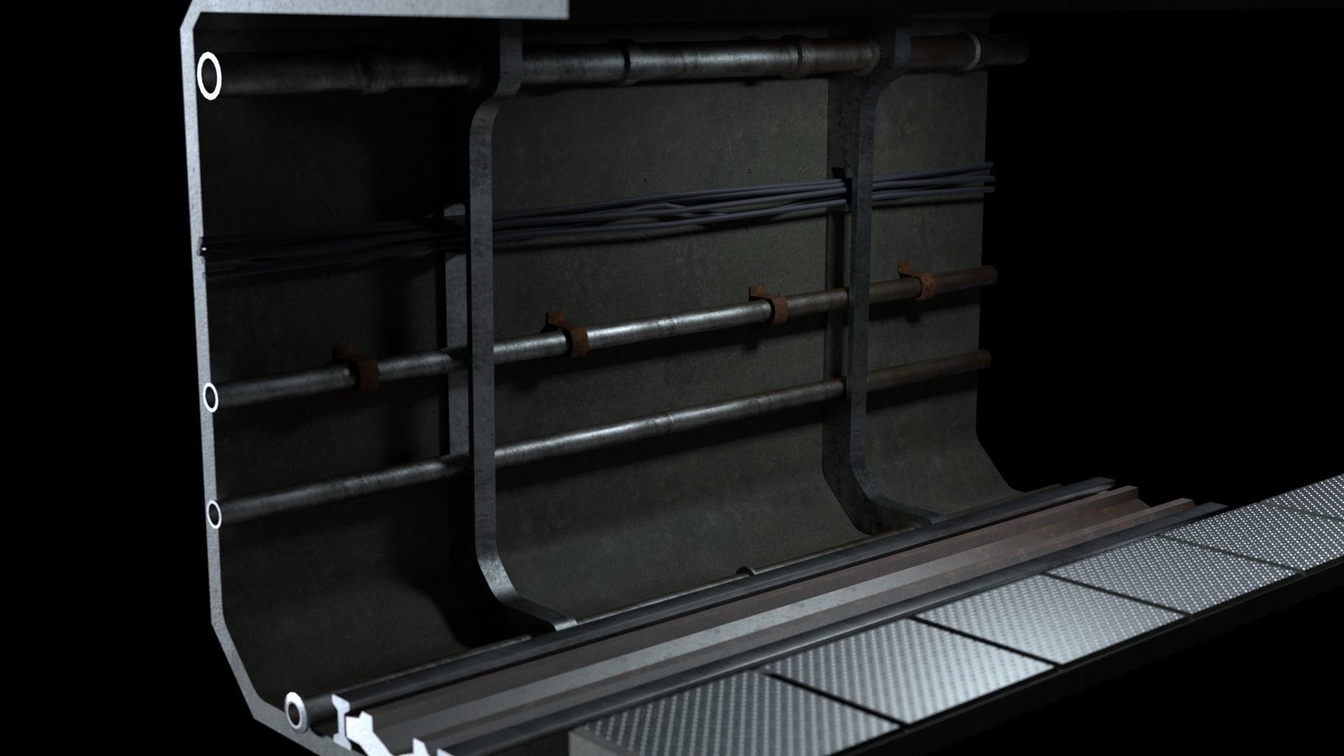 Sci-Fi Train Metro Railway Tunnel  Low-poly 3D model_1