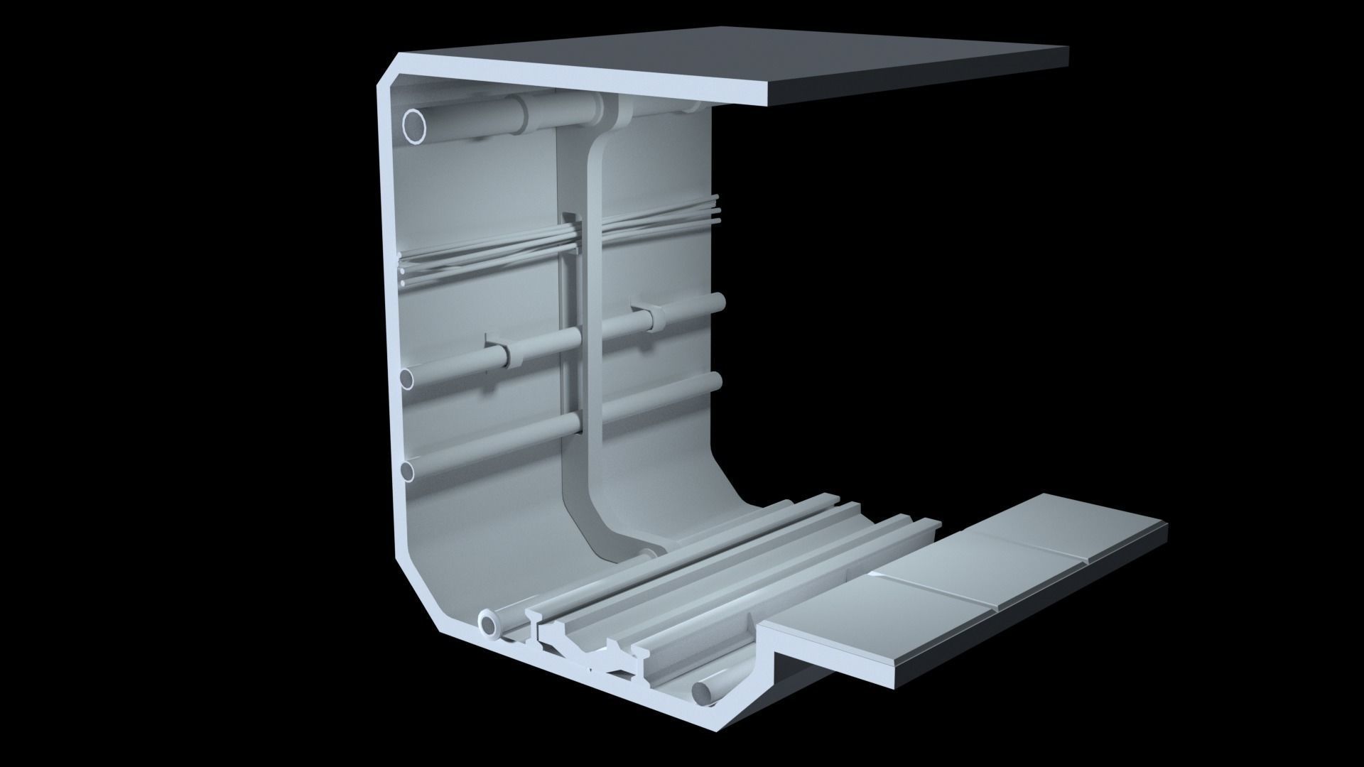 Sci-Fi Train Metro Railway Tunnel  Low-poly 3D model_8