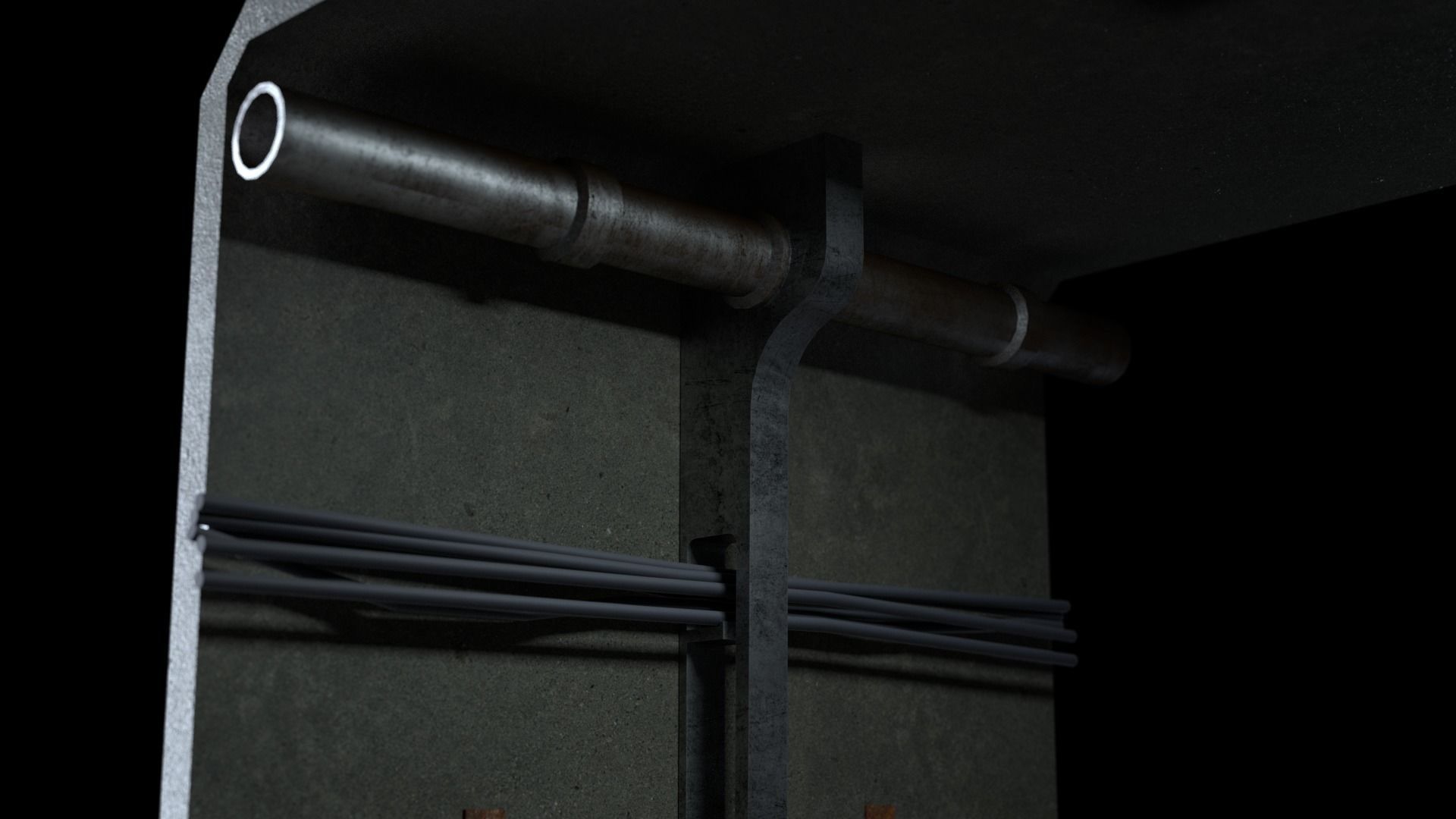 Sci-Fi Train Metro Railway Tunnel  Low-poly 3D model_5