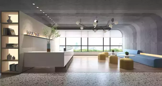 3D model of modern office hall