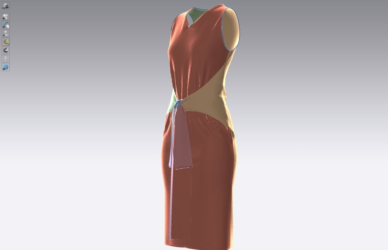 Cotton stretch velvet dress 3D model_17