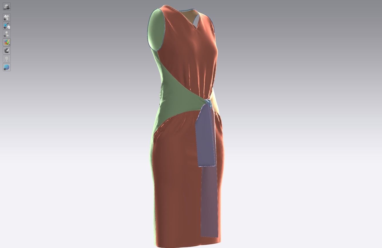 Cotton stretch velvet dress 3D model_20