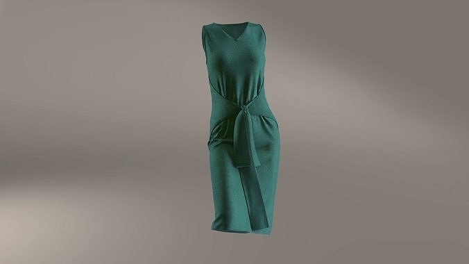 Cotton stretch velvet dress 3D model