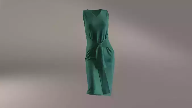 Cotton stretch velvet dress 3D model