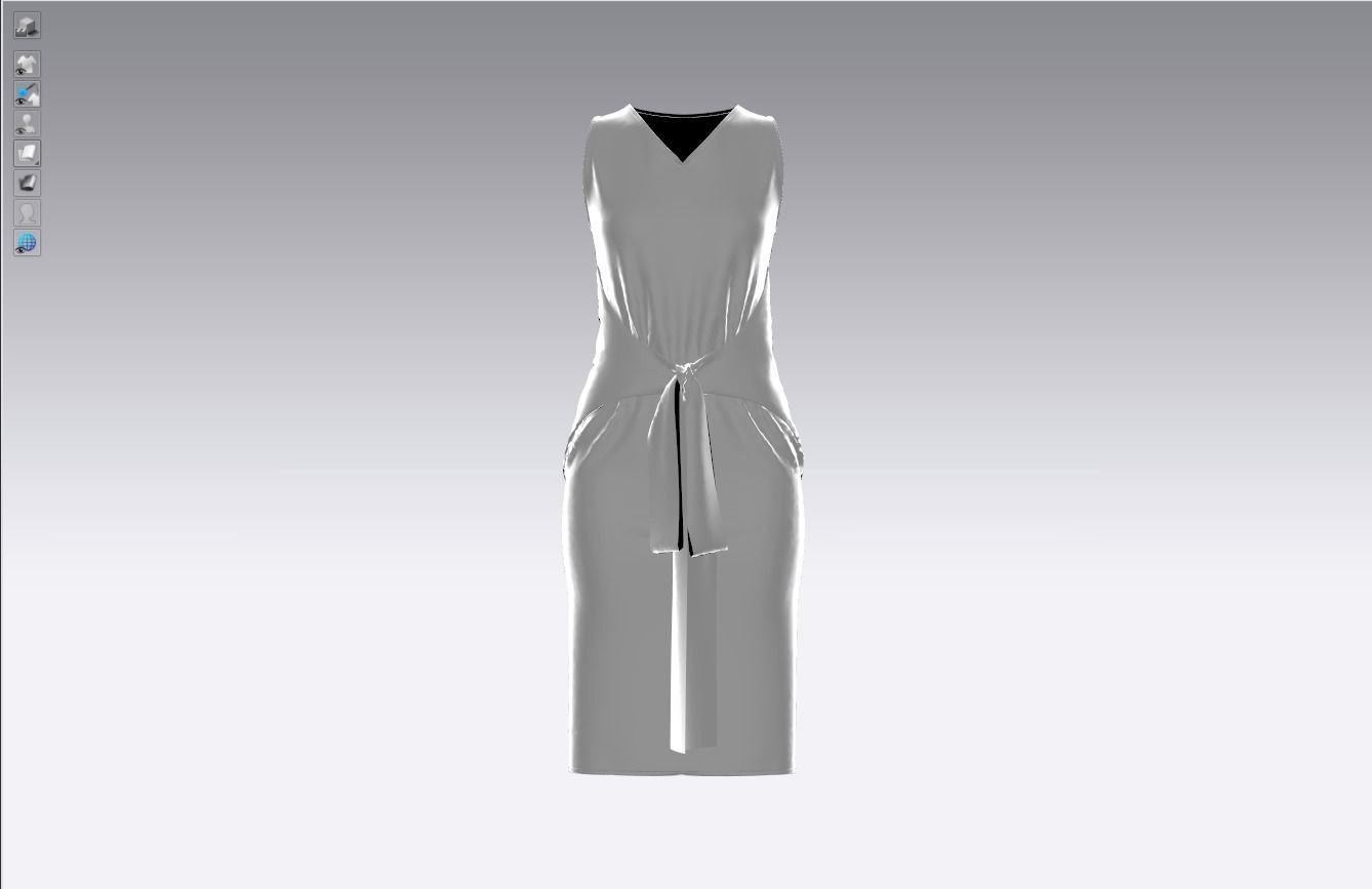 Cotton stretch velvet dress 3D model_8