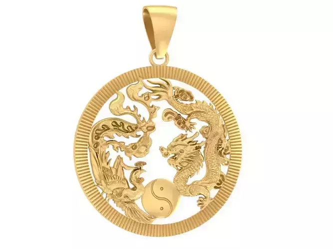 Luxury Dragon Phoenix Yin Yang Pendant Jewelry  2645