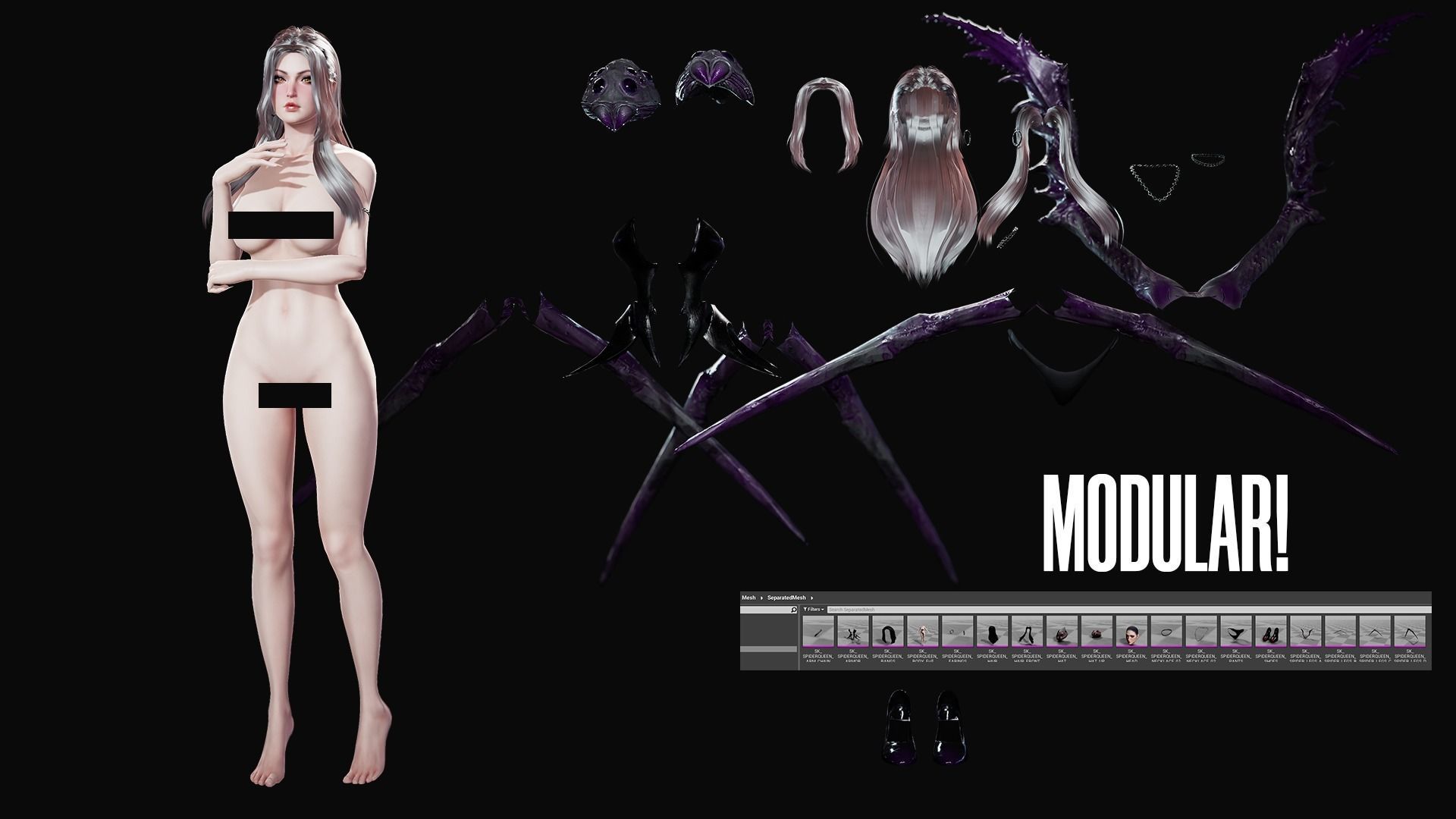 Spider Queen - Game Ready Low-poly 3D model_7