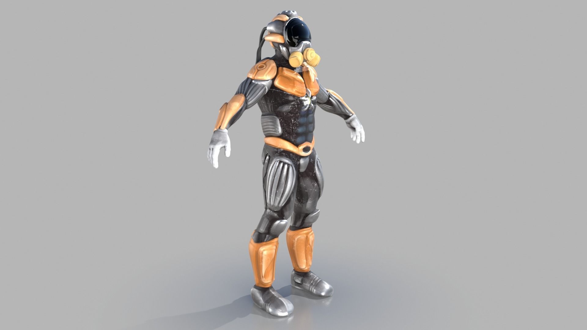 Sci fi warrior Low-poly 3D model_7