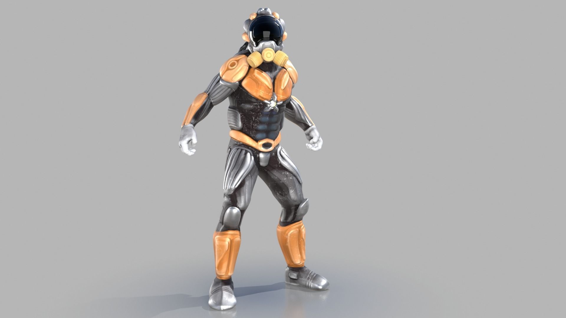 Sci fi warrior Low-poly 3D model_3