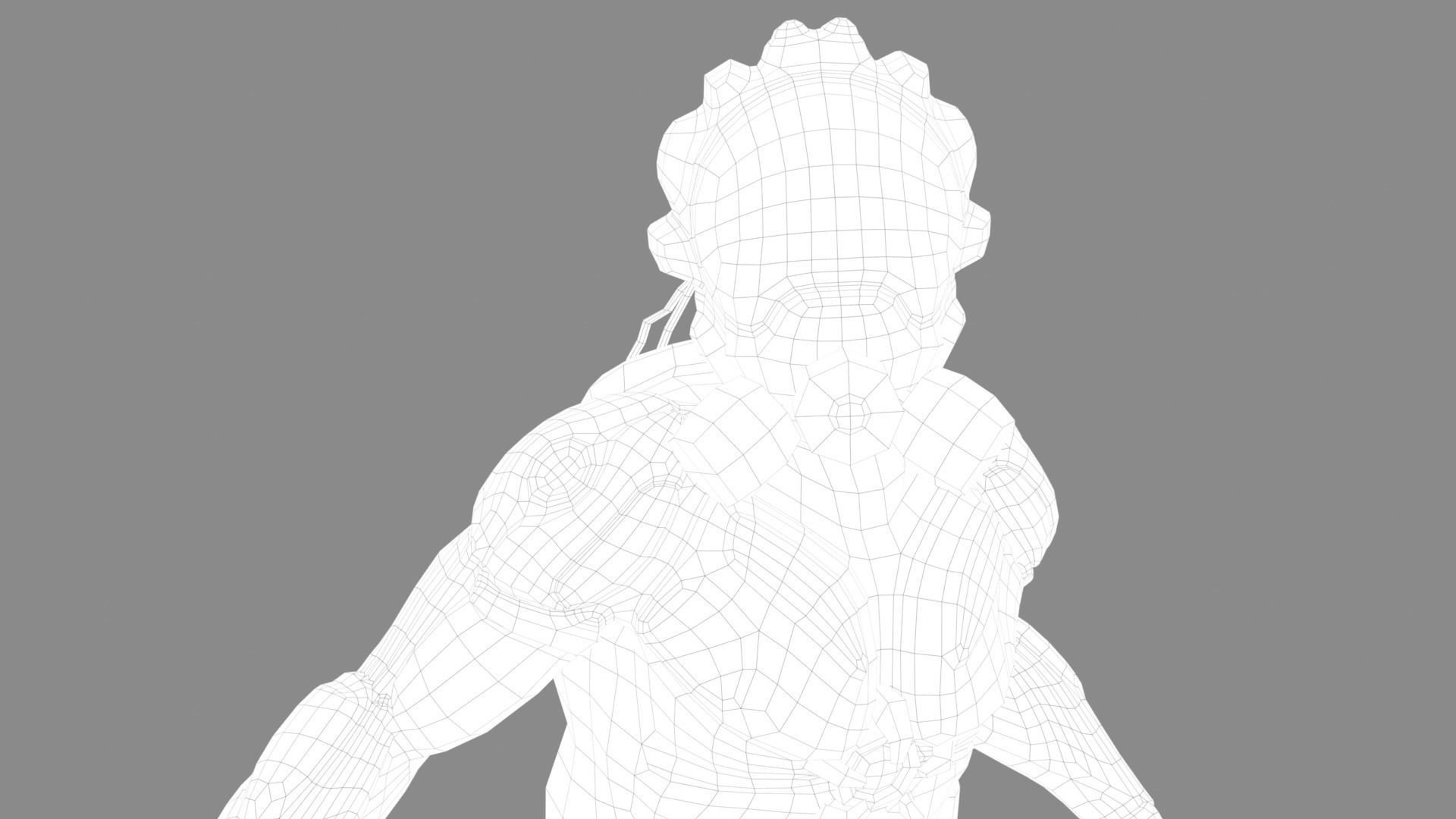 Sci fi warrior Low-poly 3D model_21