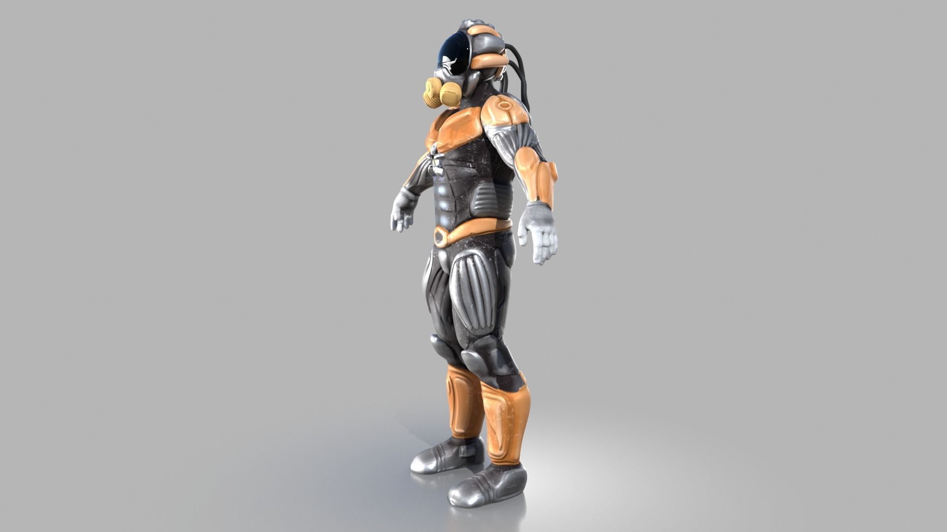 Sci fi warrior Low-poly 3D model_9