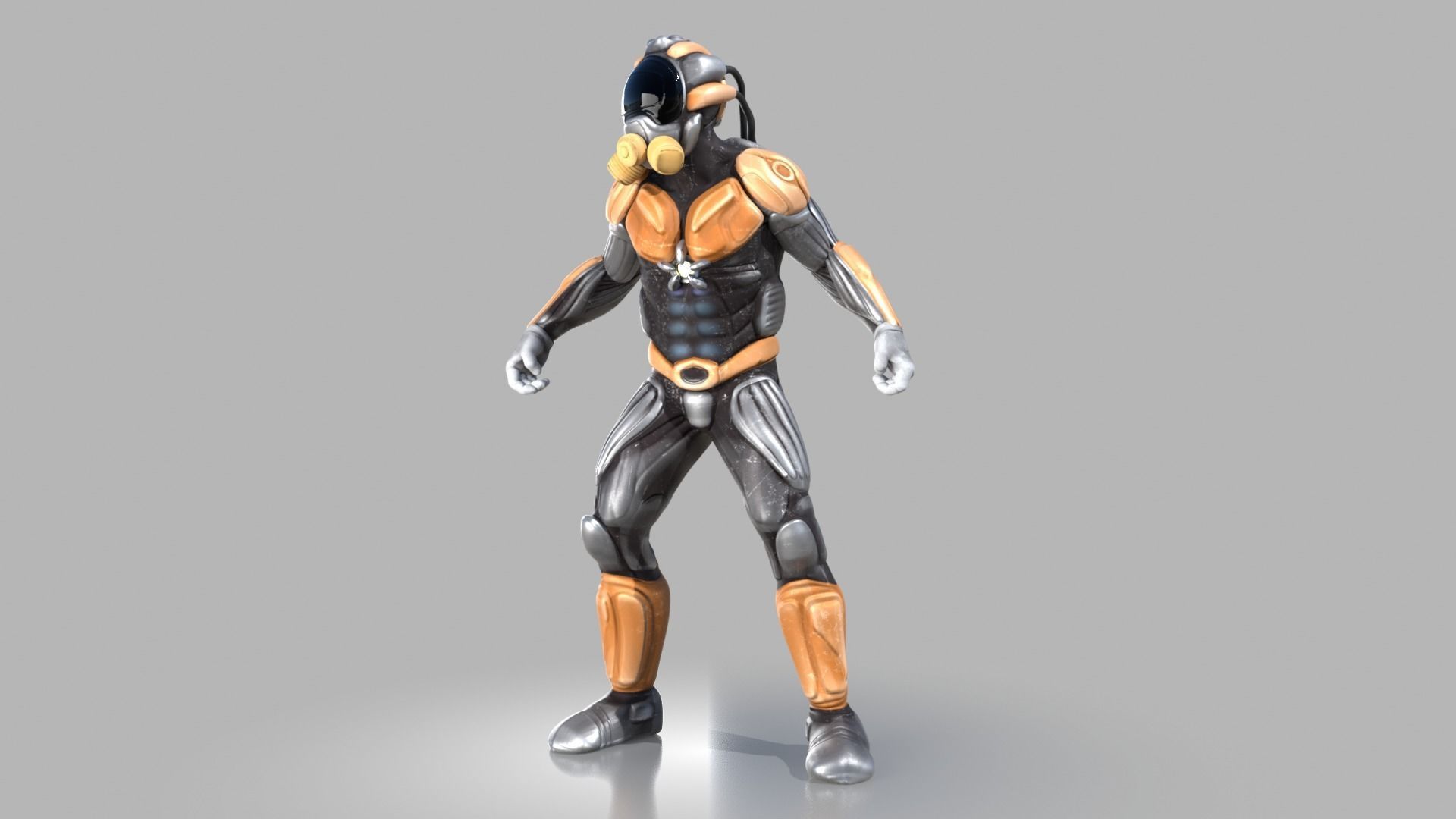 Sci fi warrior Low-poly 3D model_5